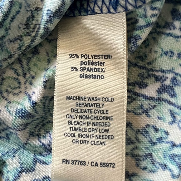 Raffaella Women’s Blue/Green Print Asymmetrical Tank Top - Picture 7 of 10